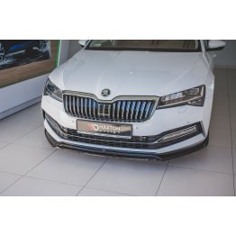 Накладка сплиттер на передний бампер Вариант3 на Skoda Superb III рестайл